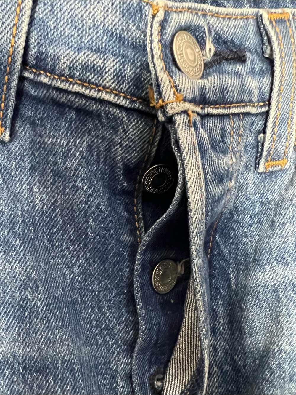 Levi's Blue Straight-Leg Jeans with Colorful Patchwork - Picture 3 of 6